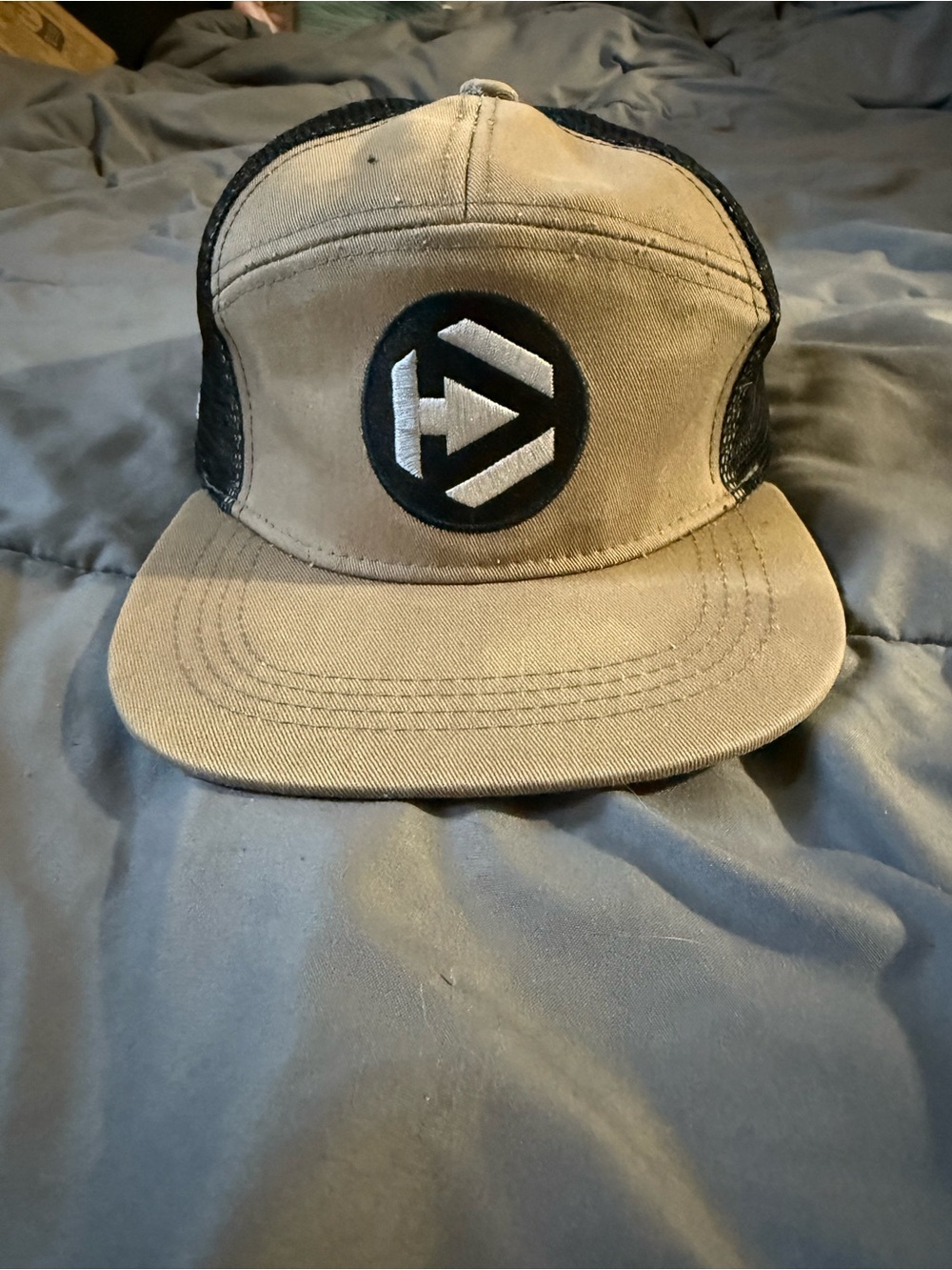 Unbranded Brown and Black Mesh Trucker Hat with Embroidered Logo